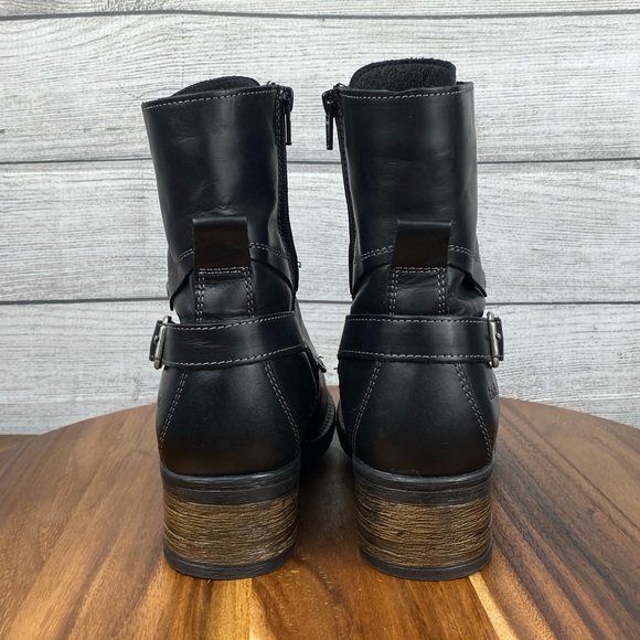 Taos Crave Classic Black Full Grain Leather Lace Up Mid Boot Side Zip Women’s 7 - Picture 6 of 13
